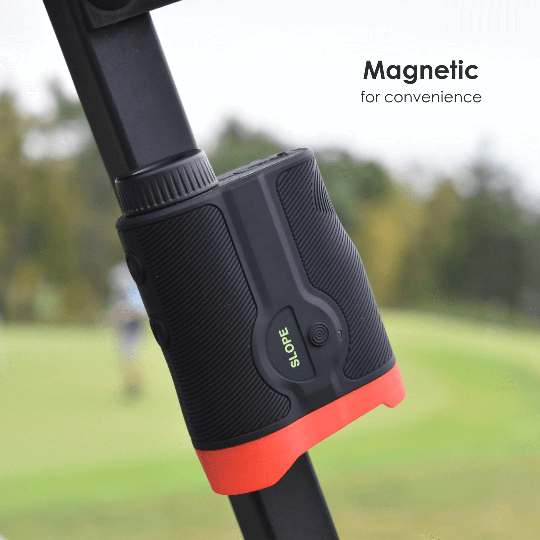 Talon X1 Slope Rangefinder featuring magnetic design for convenience on the golf course.