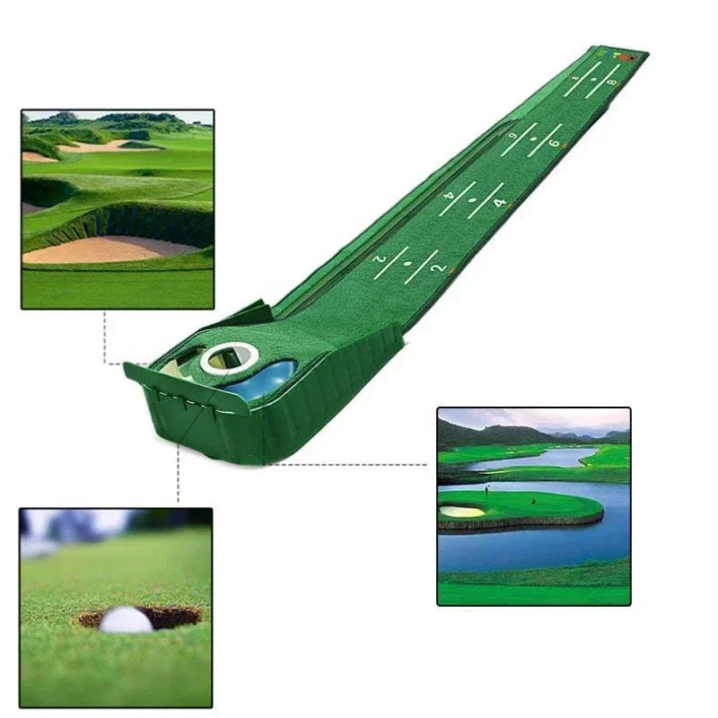 Home Golf Practice Set Putting Mat Ball Return Green Carpet