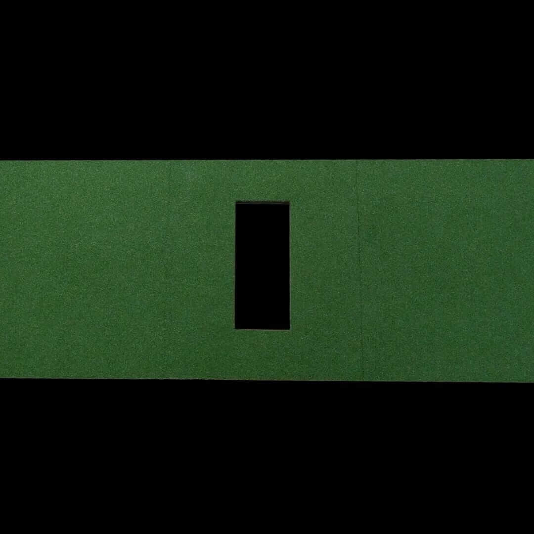 SIGPRO Softy 4' x 10' Golf Mat featuring a green design with a central cutout area for golfing practice.