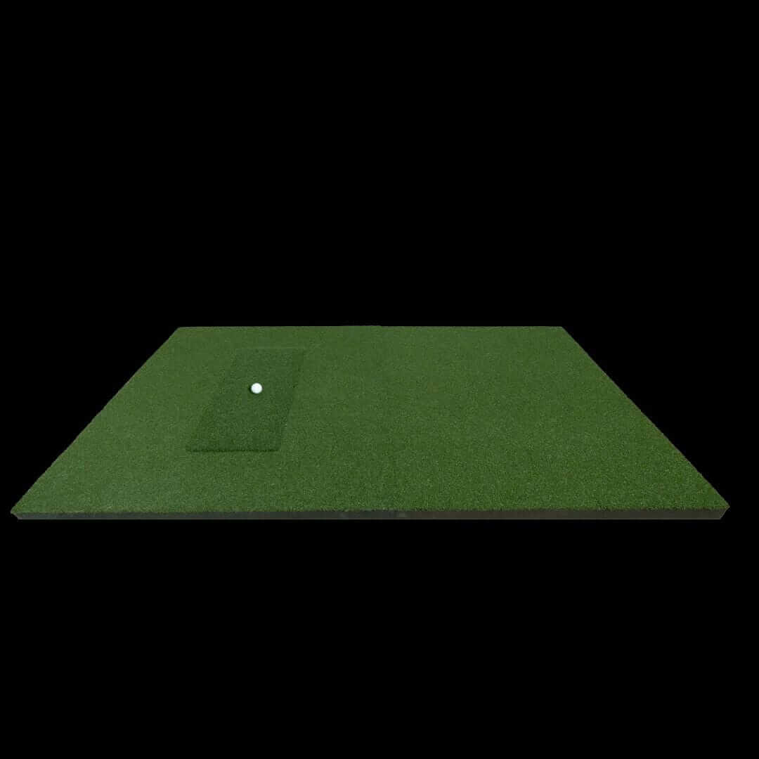 SIGPRO Softy 4' x 7' Golf Mat featuring a putting surface and tee area for indoor golf practice.