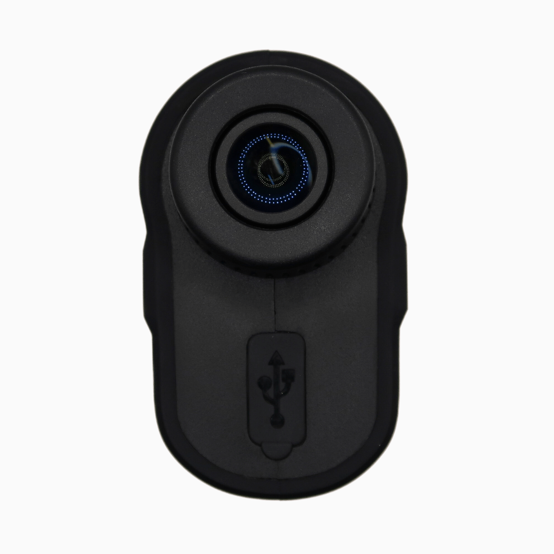 Top view of the Talon X1 Slope Rangefinder showcasing the lens and USB charger input.