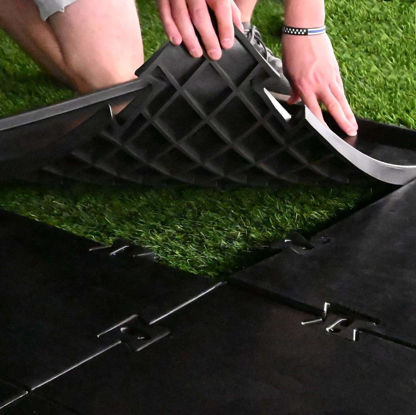 Carl's Place HotShot Golf Hitting Mat installation showing the premium turf and durable design for practice setups.