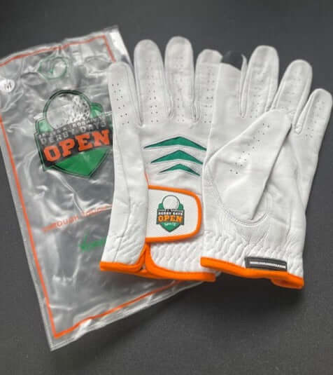Custom Through Touch Glove in a transparent package with 'OPEN' branding and a sleek design.