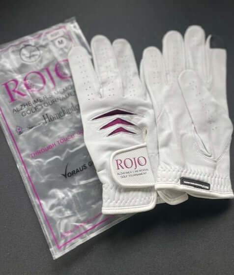 Custom Through Touch Glove displayed in packaging, featuring a sleek white design and perfect grip for optimal performance.