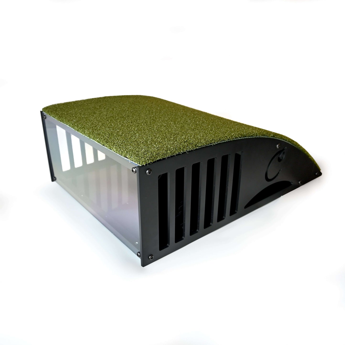 Carl's Floor Mounted Projector Enclosure designed for projector protection in golf simulators.