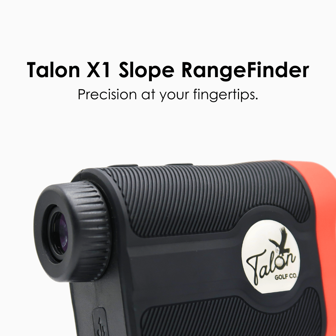 Talon X1 Slope Rangefinder close-up, showcasing precision and advanced design for golfers.