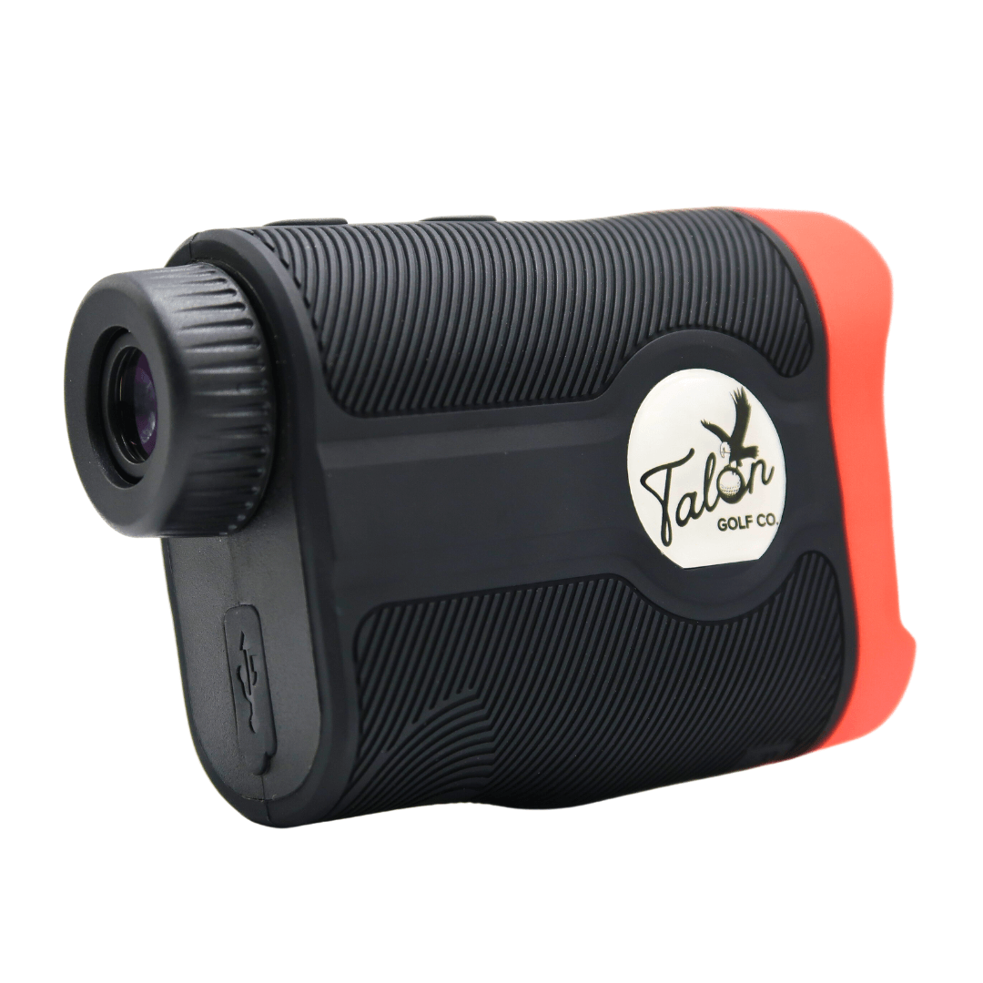 Talon X1 Slope Rangefinder side view showing USB charger compatibility and ergonomic design for golfers.