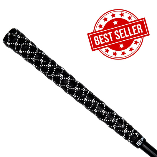 Black FG PRINT V2 - Revolutionary golf club grip with Death Grip technology and best seller badge.