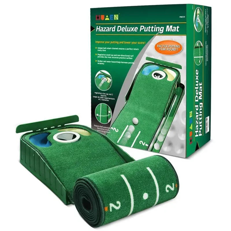 Home Golf Practice Set  Putting Mat  Ball Return  Green Carpet