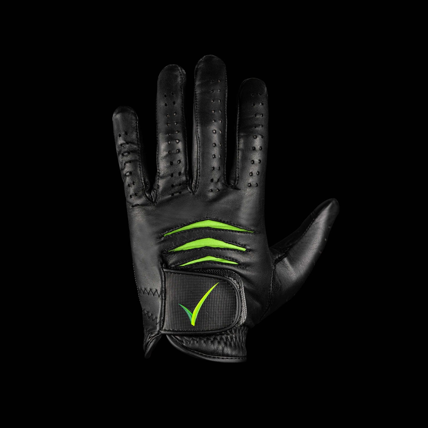 Through Touch Golf Glove in White and Green - Smartphone Ready, showing palm design and green detailing.