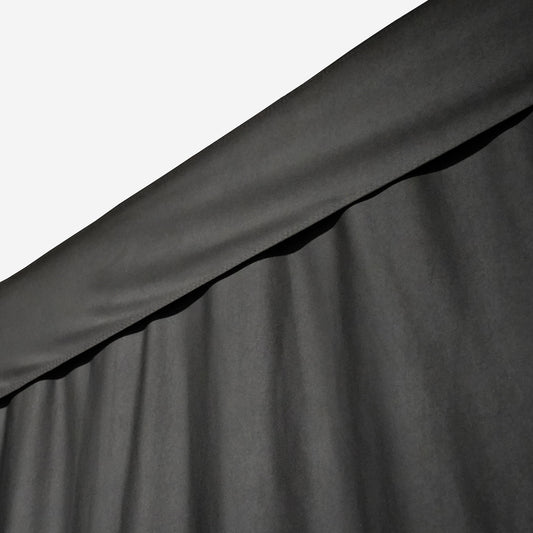 Carl's Place Curtain Valence showcasing a sleek black fabric design for golf simulator enclosures.