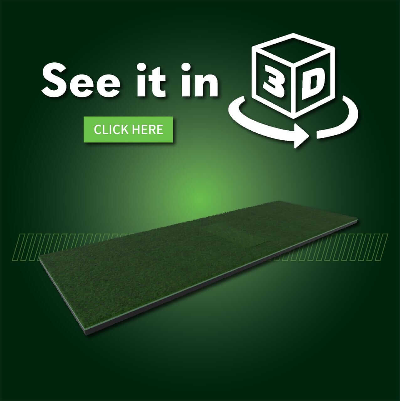 SIGPRO Softy 4' x 10' Golf Mat displayed with a 3D view option to enhance indoor golf experience.