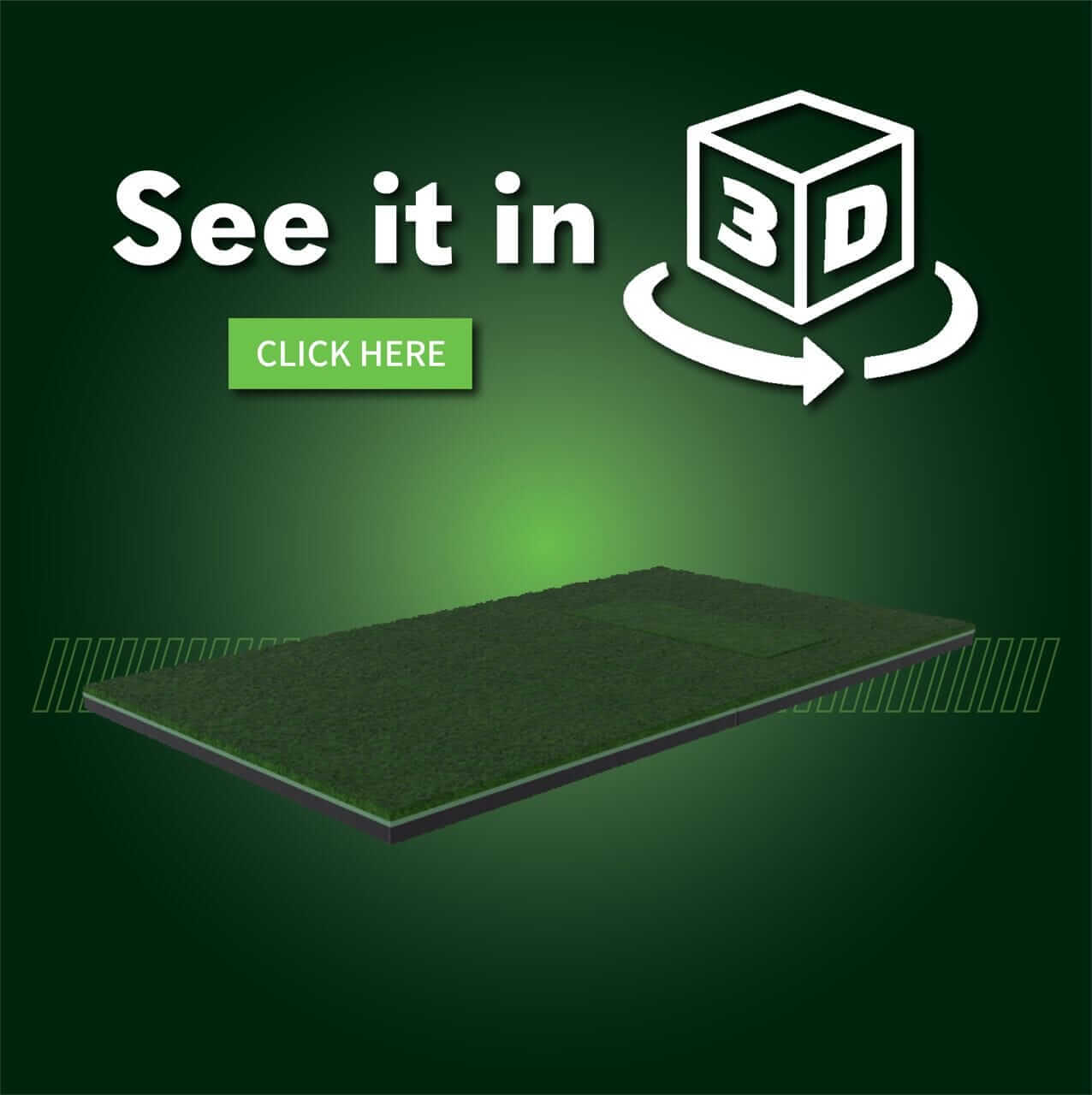 SIGPRO Softy 4' x 7' Golf Mat displayed in a 3D viewer with a green background.